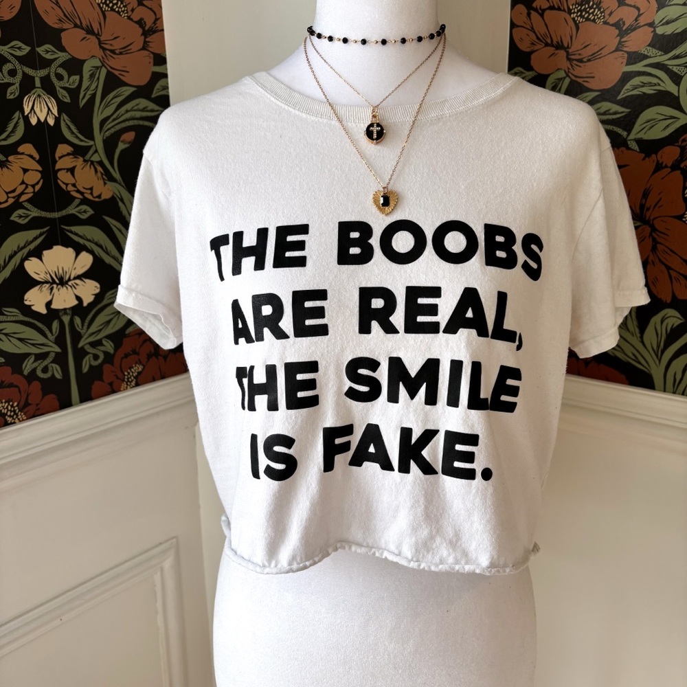 Boobs Real Smile Fake Graphic Tee 😜 - Picture 2 of 6